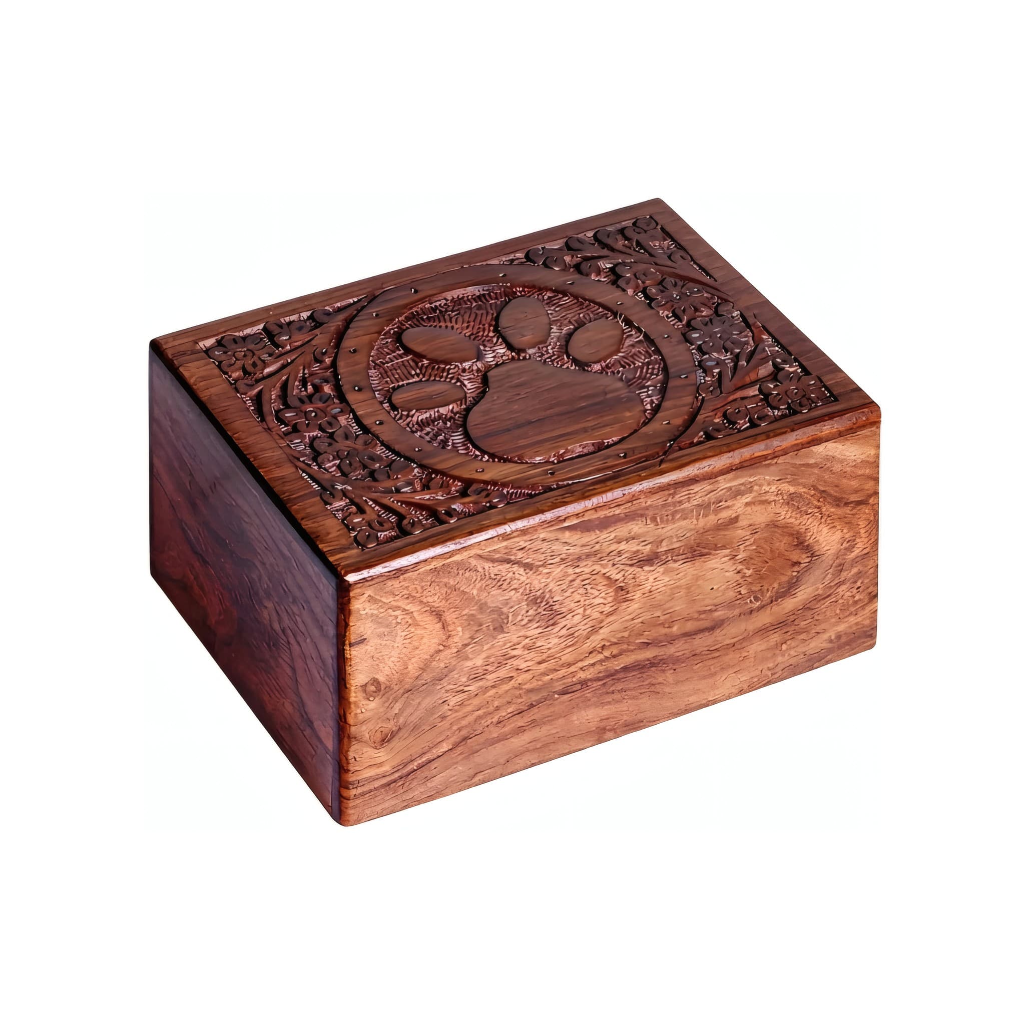 Carved Paw Wood Urn